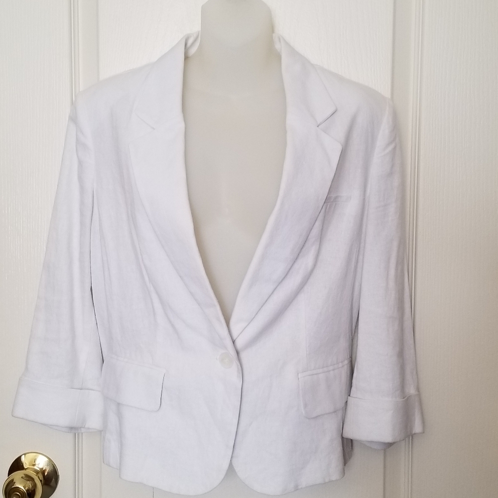 White linen blazer jacket, size L